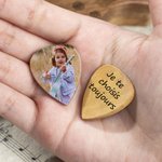 Pics de Guitare en Bois avec Étui de Rangement Médiator Personnalisé avec Photo Texte Cadeau pour Joueur de Guitare Musicien Cadeau d'Anniversaire