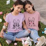 Personalized Cute Bunny Pattern Name Easter T-shirt Baby Onesies Parent-Children Clothing Easter Gift for Family