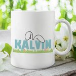 Personalized Lovely Easter Rabbit Ears 11oz 15oz White Ceramic Mug with Name Easter Birthday Gift for Kids
