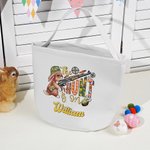 Personalized The Hunt Is On Camouflage Bunny Egg Hunter Canvas Candy Bag with Name Large Capacity Easter Gift for Kids