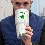 Gobelet Lucky Four Leaf Clover 20oz/30oz personnalisé avec nom Cadeau d'anniversaire pour la famille et les amis à l'occasion de la Saint-Patrick