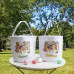 Personalized The Hunt Is On Camouflage Bunny Egg Hunter Canvas Candy Bag with Name Large Capacity Easter Gift for Kids