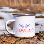 Personalized Multi Colors Bunny Ears 11oz Enamel Mug with Name Easter Gift for Kid