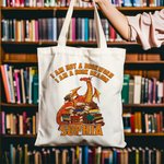 Personalised Cartoon Book Dragon Canvas Tote Bag with Name Birthday Gift for Readers Dragon Lovers
