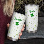 Gobelet Lucky Four Leaf Clover 20oz/30oz personnalisé avec nom Cadeau d'anniversaire pour la famille et les amis à l'occasion de la Saint-Patrick