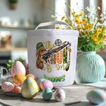 Personalized The Hunt Is On Camouflage Bunny Egg Hunter Canvas Candy Bag with Name Large Capacity Easter Gift for Kids