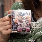 Personalised Floral Book Dragon Ceramic Mug with Name Coffee Cup Birthday Gift for Readers Dragon Lovers