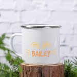 Personalized Multi Colors Bunny Ears 11oz Enamel Mug with Name Easter Gift for Kid