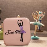 Personalised Sequin Ballet Silhouette Leather Jewellery Box with Name Portable Travel Accessory Birthday Gift for Women