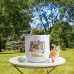 Personalized The Hunt Is On Camouflage Bunny Egg Hunter Canvas Candy Bag with Name Large Capacity Easter Gift for Kids