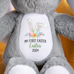 Lait en peluche personnalisé Mon premier lapin de Pâques avec nom et année Cadeau de Pâques pour enfant