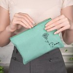 Personalizada Acuarela Línea Dibujo Nacimiento Flor Algodón Lino Cosmética Bolsa con Nombre Cumpleaños Boda Regalo para Mujeres