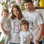 Personalized Cute Bunny Pattern Name Easter T-shirt Baby Onesies Parent-Children Clothing Easter Gift for Family