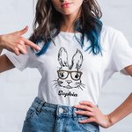 Personalized Cute Bunny Pattern Name Easter T-shirt Baby Onesies Parent-Children Clothing Easter Gift for Family