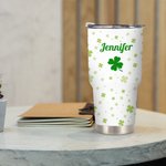 Gobelet Lucky Four Leaf Clover 20oz/30oz personnalisé avec nom Cadeau d'anniversaire pour la famille et les amis à l'occasion de la Saint-Patrick