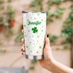 Gobelet Lucky Four Leaf Clover 20oz/30oz personnalisé avec nom Cadeau d'anniversaire pour la famille et les amis à l'occasion de la Saint-Patrick