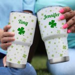 Gobelet Lucky Four Leaf Clover 20oz/30oz personnalisé avec nom Cadeau d'anniversaire pour la famille et les amis à l'occasion de la Saint-Patrick