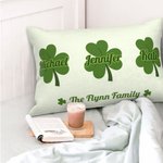 Personalised Lucky Shamrocks Throw Pillow Cover with Names Home Decoration St. Patrick's Day Gift for Family