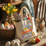 Huevo de Pascua Orejas de Conejito Personalizado Bolsa de Lona con Nombre Regalo de Pascua para Niña