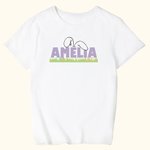 Personalized Adorable Bunny Ears White Cotton Kid T-Shirt with Name Easter Birthday Gift for Children