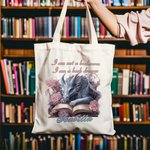 Personalised Floral Book Dragon Canvas Tote Bag with Name Birthday Gift for Readers Dragon Lovers