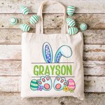 Huevo de Pascua Orejas de Conejito Personalizado Bolsa de Lona con Nombre Regalo de Pascua para Niña