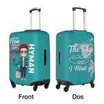 Housse de Protection de Valise avec Fermeture Éclair Enveloppe de Bagage Personnalisée avec Personnage Cadeau pour Amateur de Voyage