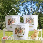 Personalized The Hunt Is On Camouflage Bunny Egg Hunter Canvas Candy Bag with Name Large Capacity Easter Gift for Kids