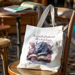 Personalised Floral Book Dragon Canvas Tote Bag with Name Birthday Gift for Readers Dragon Lovers