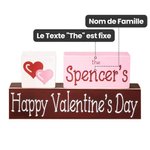 Ornements Triple Pavés Droits en Bois Décor Personnalisé avec Nom ou Texte Motif de Cœur Cadeau de Saint-Valentin pour Couple