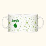 Personalized 11oz/15oz Irish Clover Shamrock Ceramic Mug with Name St. Patrick's Day Gift for Family Friend