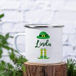 Personalized Four Leaf Clover 11oz Enamel Mug Camping Cup with Name St. Patrick’s Day Gift for Kids