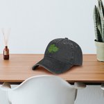 Personalizada Día de San Patricio Trébol de cuatro hojas Trébol Gorra de béisbol de algodón con nombre de regalo para la familia amigo