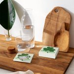 Personalisierte vierblättrige Kleeblatt Kleeblatt keltischen Knoten Untersetzer mit Namen Satz von 2 St. Patrick's Day Geschenk für Familie