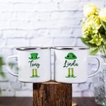 Personalized Four Leaf Clover 11oz Enamel Mug Camping Cup with Name St. Patrick’s Day Gift for Kids