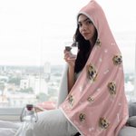 Personalised Cute Pet Paw Bone Print Photo Blanket Hat with Name Birthday Christmas Memorial Gift for Pet Lover