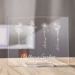 Plaque Acrylique Personnalisée avec 1-15 Noms et Fleurs de Naissance Thème Love Grows Here Cadeau Anniversaire Fête pour Maman Grand-Mère