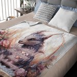 Personalised Floral Book Dragon Soft Blanket with Name Birthday Gift for Readers Dragon Lovers