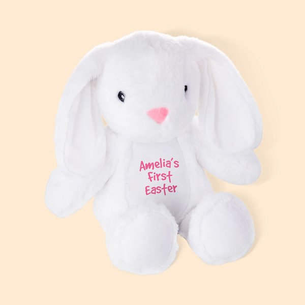 Jouet Lapin en Peluche Personnalisé avec Nom Cadeau Fête de Pâques pour Enfant Nouveau-né
