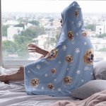 Personalised Cute Pet Paw Bone Print Photo Blanket Hat with Name Birthday Christmas Memorial Gift for Pet Lover