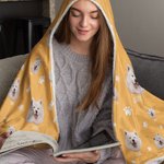 Personalised Cute Pet Paw Bone Print Photo Blanket Hat with Name Birthday Christmas Memorial Gift for Pet Lover