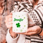 Personalized 11oz/15oz Irish Clover Shamrock Ceramic Mug with Name St. Patrick's Day Gift for Family Friend