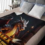 Personalized Book Dragon Soft and Warm Blanket with Name Reading Theme Home Decoration Birthday Gift for Readers Dragon Lovers