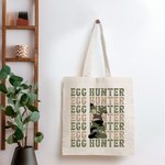 Personalized Camouflage Egg Hunter Canvas Tote Bag Reusable Easter Bunny Shopping Essential Gift for Family Friend