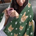 Personalised Cute Pet Paw Bone Print Photo Blanket Hat with Name Birthday Christmas Memorial Gift for Pet Lover