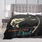 Gepersonaliseerde Hooked on Fishing Zachte Deken met Kindernamen Vaderdag Verjaardagscadeau voor Mannen