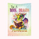 Couverture de Dessin Animé I Am A Book Dragon Personnalisée avec Nom Cadeau d'Anniversaire pour les Lecteurs Famille