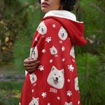 Personalised Cute Pet Paw Bone Print Photo Blanket Hat with Name Birthday Christmas Memorial Gift for Pet Lover