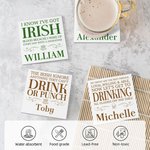 Lot de 2 Sous-verres Carrés en Céramique Personnalisés avec Nom et Citations Irlandaises Cadeau de Pendaison de Crémaillère pour les Celtes Famille