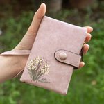 Personalized Birth Flower Bouquet Leather Tri-Fold Wristlet Wallet with Card Holder Birthday Bridal Party Gift for Her